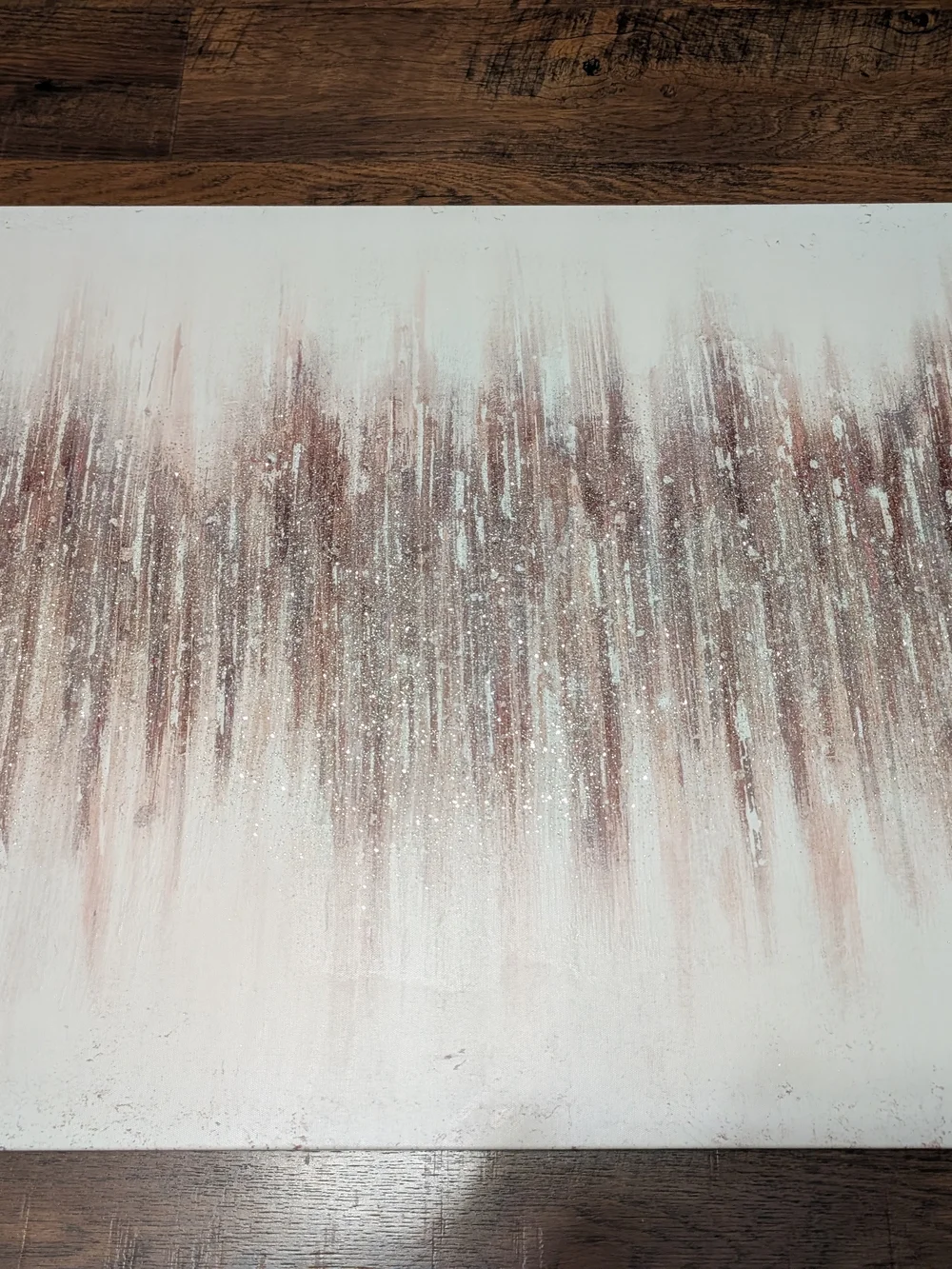 Abstract Metallic Rose Gold Wall Art Print -Blush and Silver Accents 35.4